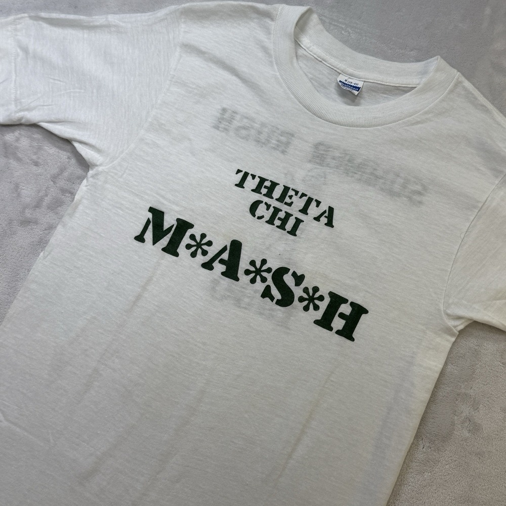 Vintage 1980 Theta Chi Mash Summer Rush Tee USA Healthknit Medium Single Stitch